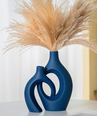 Snuggle Hollow Ceramic Vase - Blue Colour